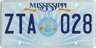 MS license plate ZTA028