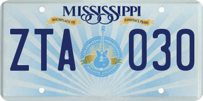 MS license plate ZTA030