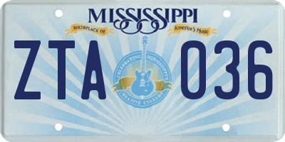 MS license plate ZTA036