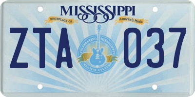 MS license plate ZTA037