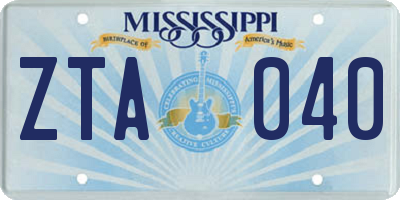 MS license plate ZTA040