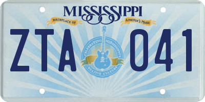 MS license plate ZTA041