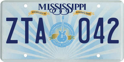 MS license plate ZTA042