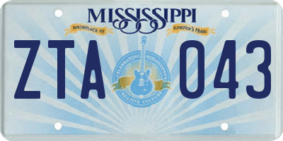 MS license plate ZTA043