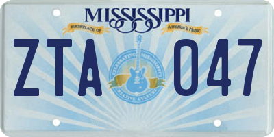 MS license plate ZTA047
