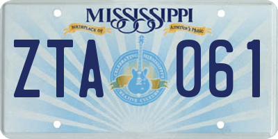 MS license plate ZTA061