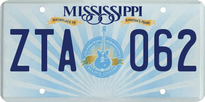 MS license plate ZTA062