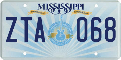 MS license plate ZTA068