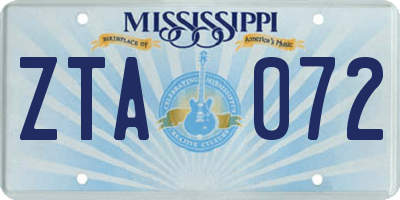 MS license plate ZTA072