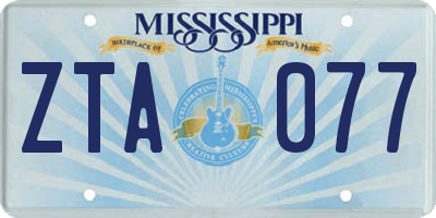MS license plate ZTA077