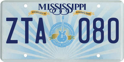 MS license plate ZTA080