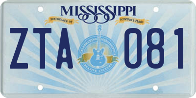 MS license plate ZTA081