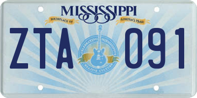 MS license plate ZTA091