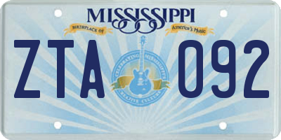 MS license plate ZTA092