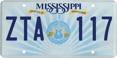 MS license plate ZTA117