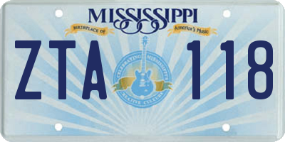 MS license plate ZTA118
