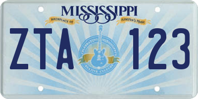 MS license plate ZTA123