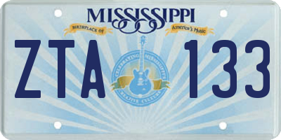 MS license plate ZTA133