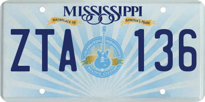 MS license plate ZTA136