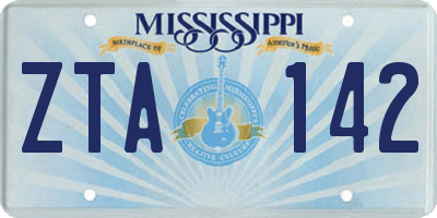 MS license plate ZTA142
