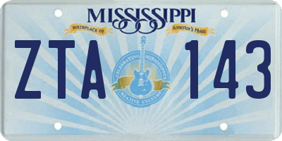 MS license plate ZTA143