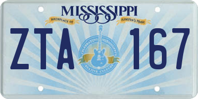 MS license plate ZTA167