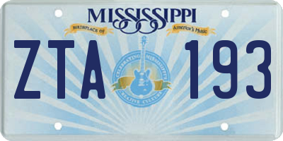 MS license plate ZTA193