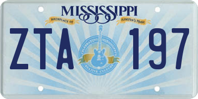 MS license plate ZTA197