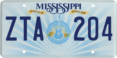 MS license plate ZTA204