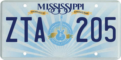 MS license plate ZTA205