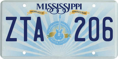 MS license plate ZTA206
