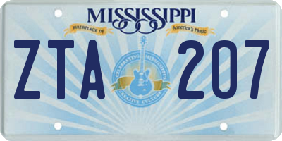 MS license plate ZTA207