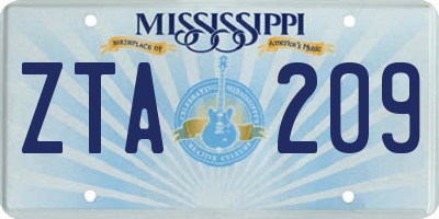 MS license plate ZTA209