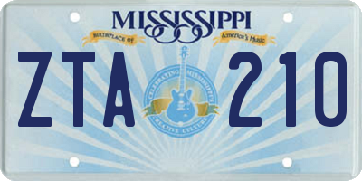MS license plate ZTA210