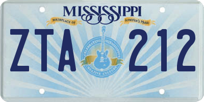 MS license plate ZTA212