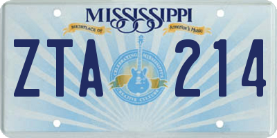 MS license plate ZTA214