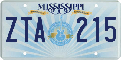 MS license plate ZTA215