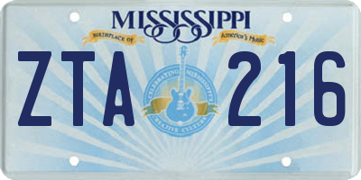 MS license plate ZTA216