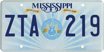 MS license plate ZTA219