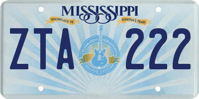 MS license plate ZTA222