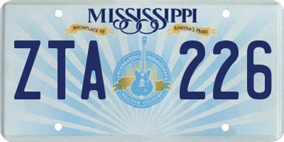 MS license plate ZTA226