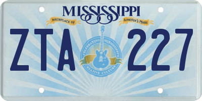 MS license plate ZTA227
