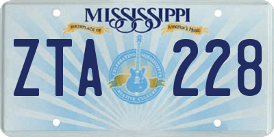 MS license plate ZTA228