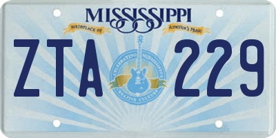 MS license plate ZTA229