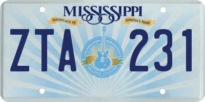 MS license plate ZTA231