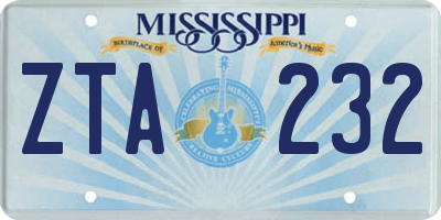 MS license plate ZTA232
