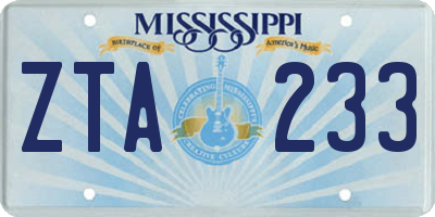MS license plate ZTA233