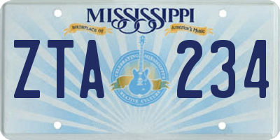 MS license plate ZTA234