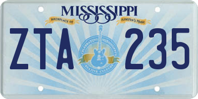 MS license plate ZTA235