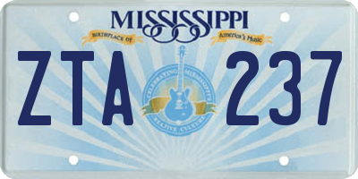 MS license plate ZTA237
